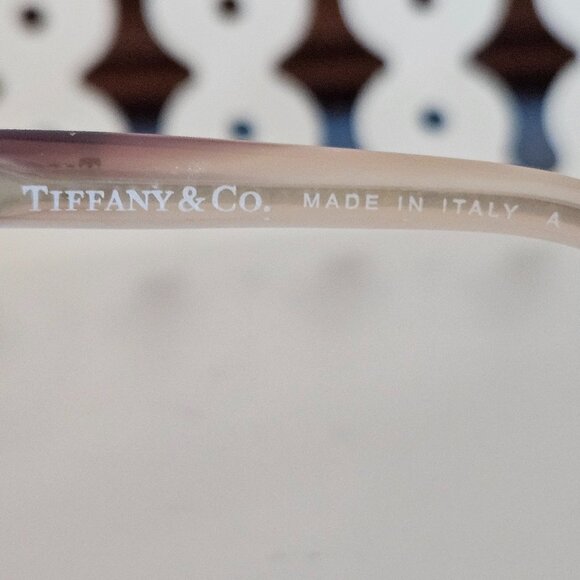 Tiffany & Co. Glasses Frames, Mauve/Brown Tortoise, Textured Silver Metal on Arm - Picture 7 of 8